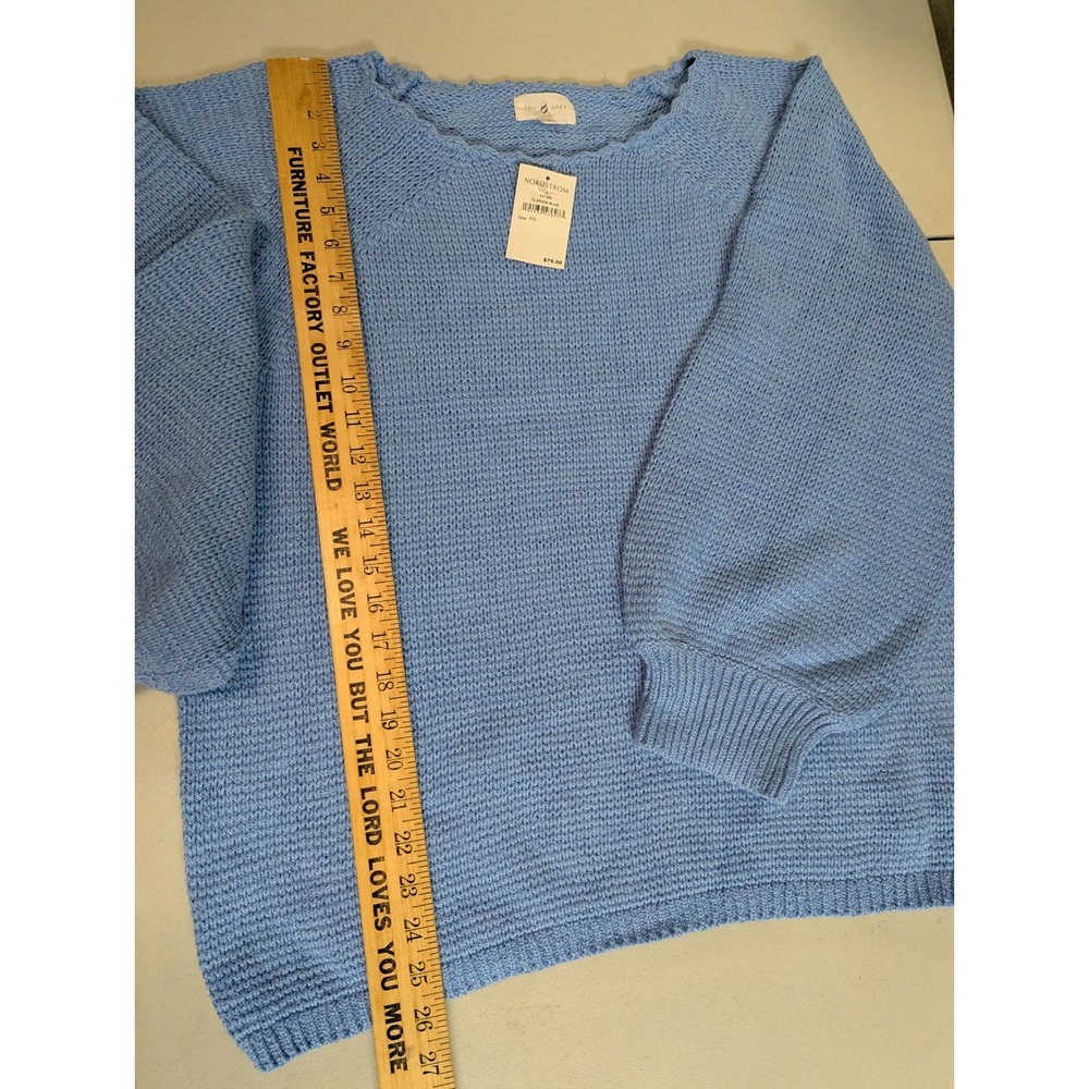 NWT Lou & Grey Nordstrom Shaye Balloon Sleeve Sweater XXL Clarion Blue Knit NEW - Picture 3 of 15